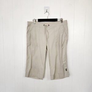 Prana Beige Mid Rise Cropped Hiking Pants Wide Leg Capri Summer Gorpcore